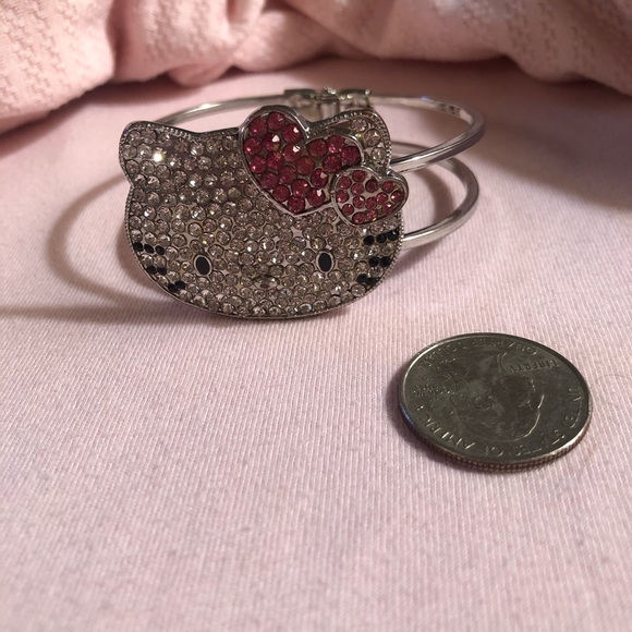 Crystal Adorned Hello Kitty Cuff Bracelet - Picture 2 of 10